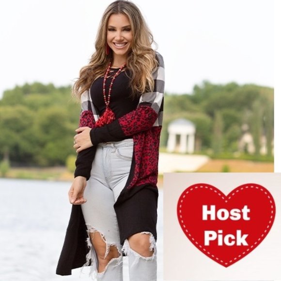 BOHO MultiColor Plaid Cardigan Duster Topper - Picture 2 of 7